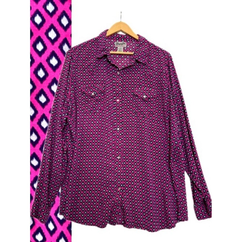 Wrangler Geometric Print Pearl Snap Button Long Sleeve Shirt Womens Size 3XL